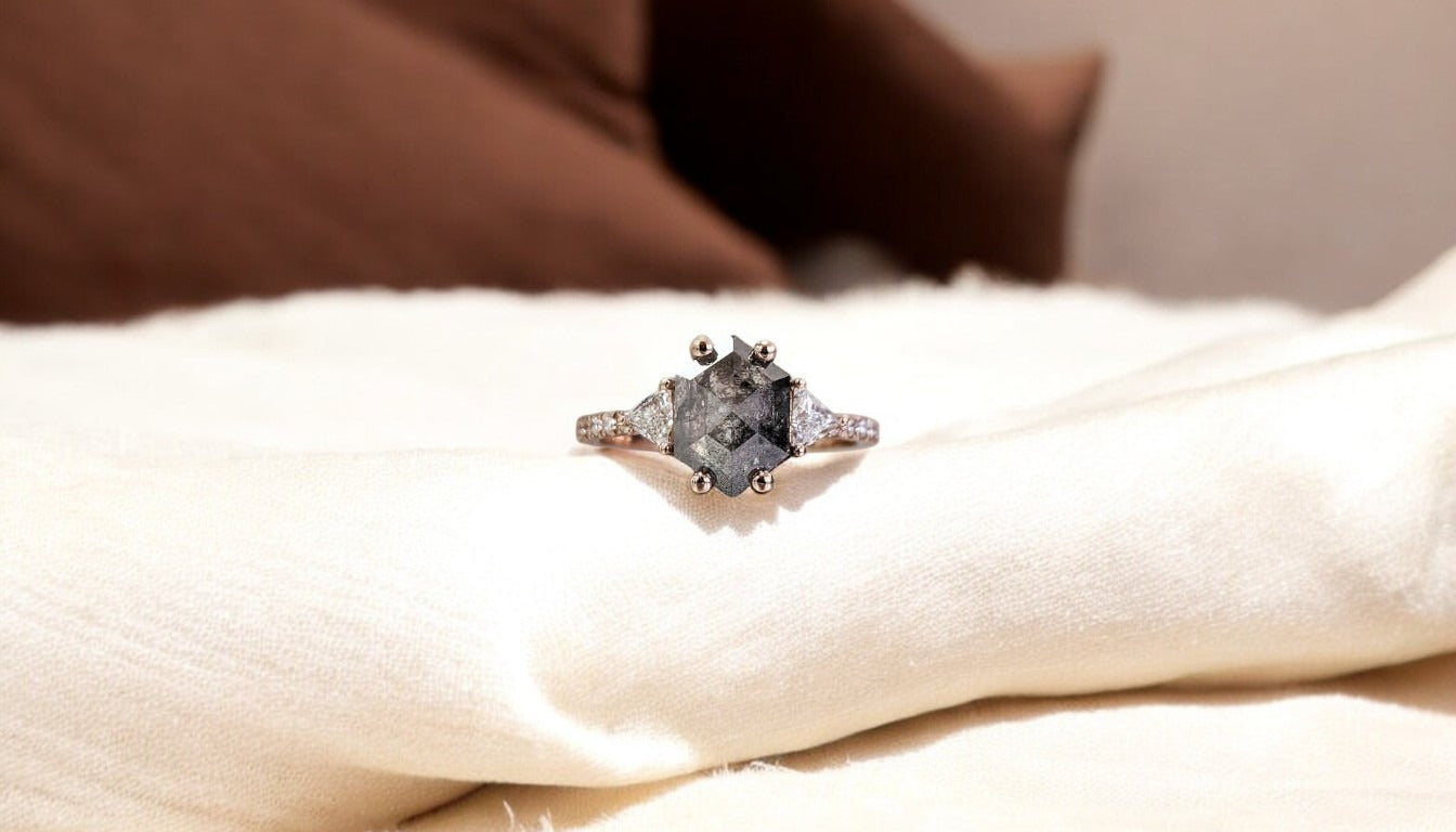 Salt and Pepper Diamond Ring