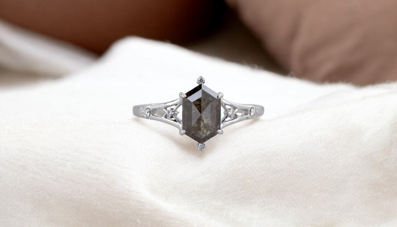 Salt and Pepper Diamond Ring