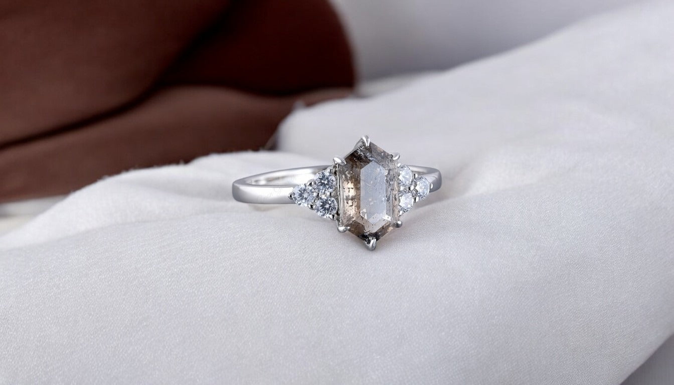 Salt and Pepper Diamond Ring