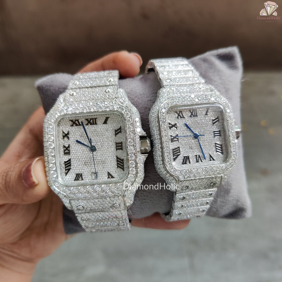 Premium Moissanite Couple Watch
