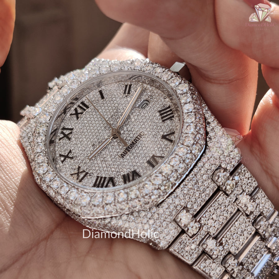 Studded Diamond Roman Numeral Watch
