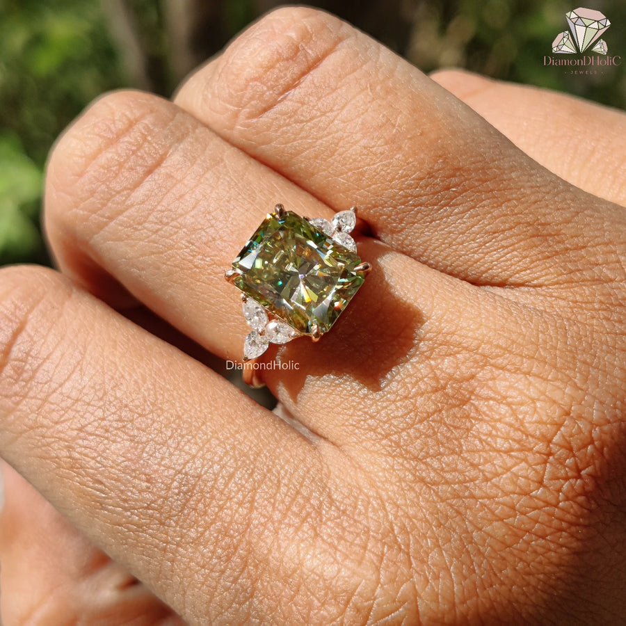 Canary Yellow Radiant Cut Moissanite Ring