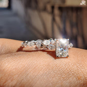 Moissanite Solitaire and Eternity Ring