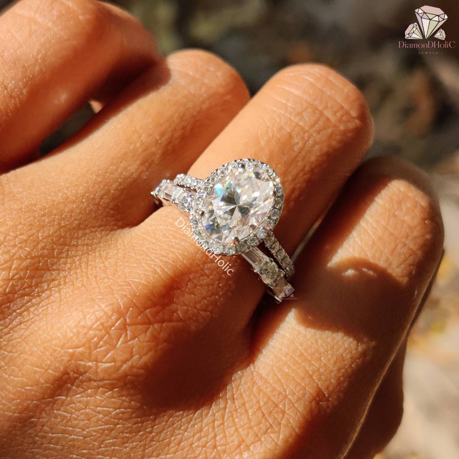 Moissanite Engagement Ring Set
