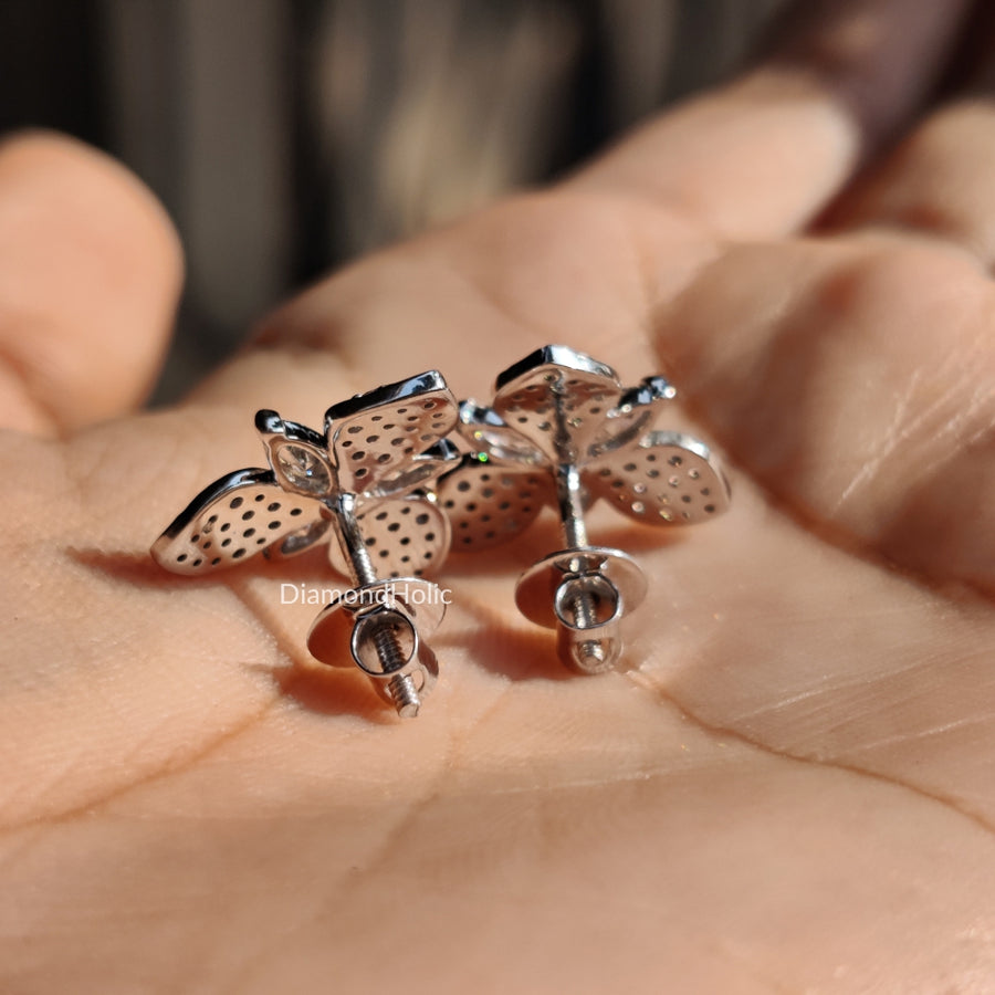 Elegant Flower Style Lab Grown Diamond Earrings: Marquise & Round Cuts