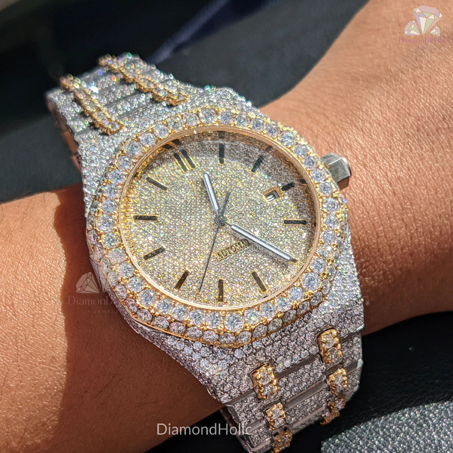 Iced Out Two Tone Diamond Watch
