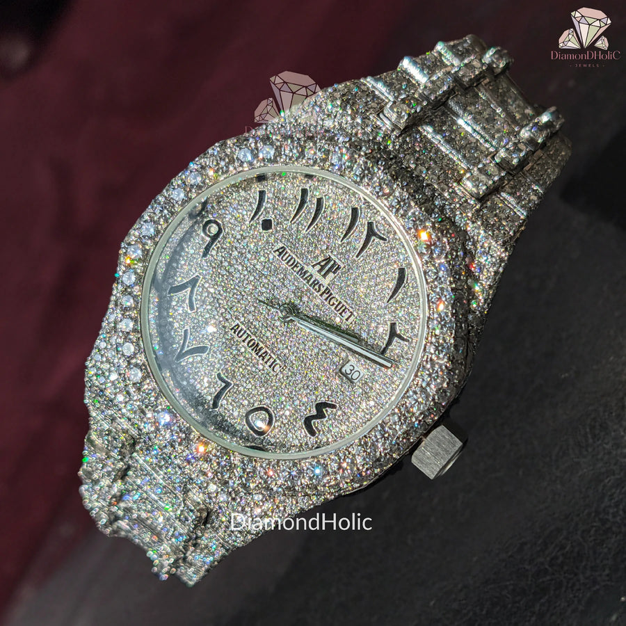 Round Cut Diamond Watch for Him
