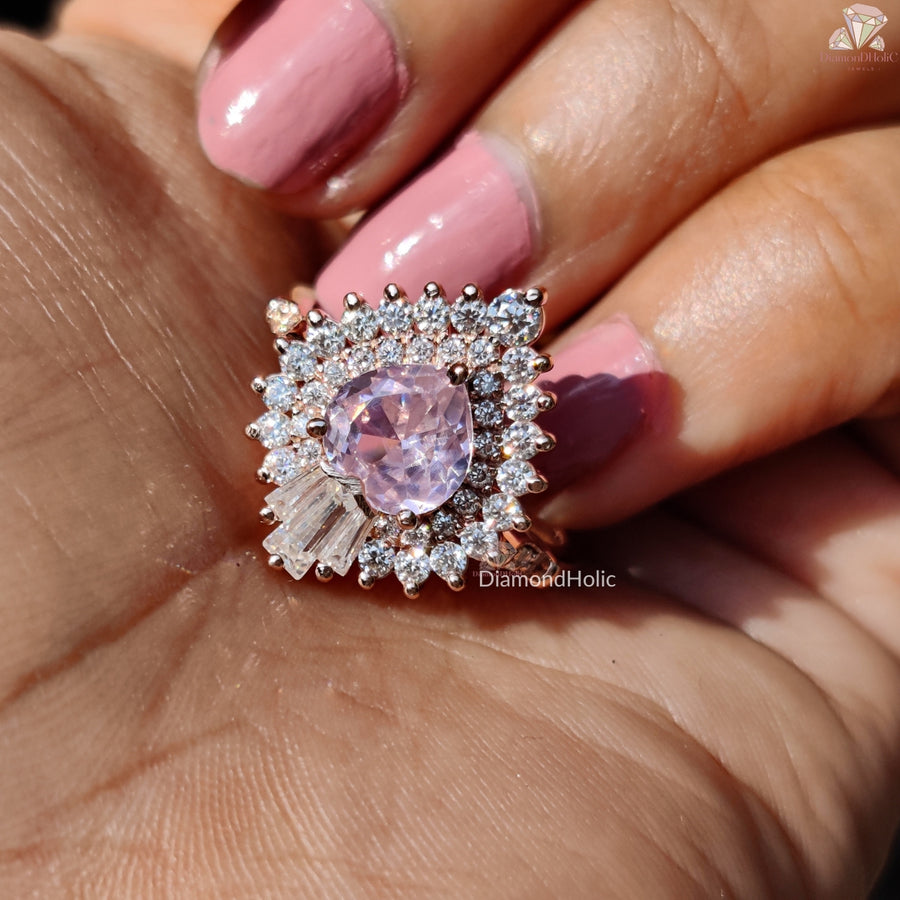 Halo Morganite Engagement Ring