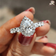 Accented Pear Cut Moissanite Ring 