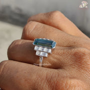 Elongated Emerald Cut Moissanite Ring, Emerald Color Moissanite Diamond Gift For Her