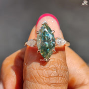 Cyan Blue Moissanite Ring