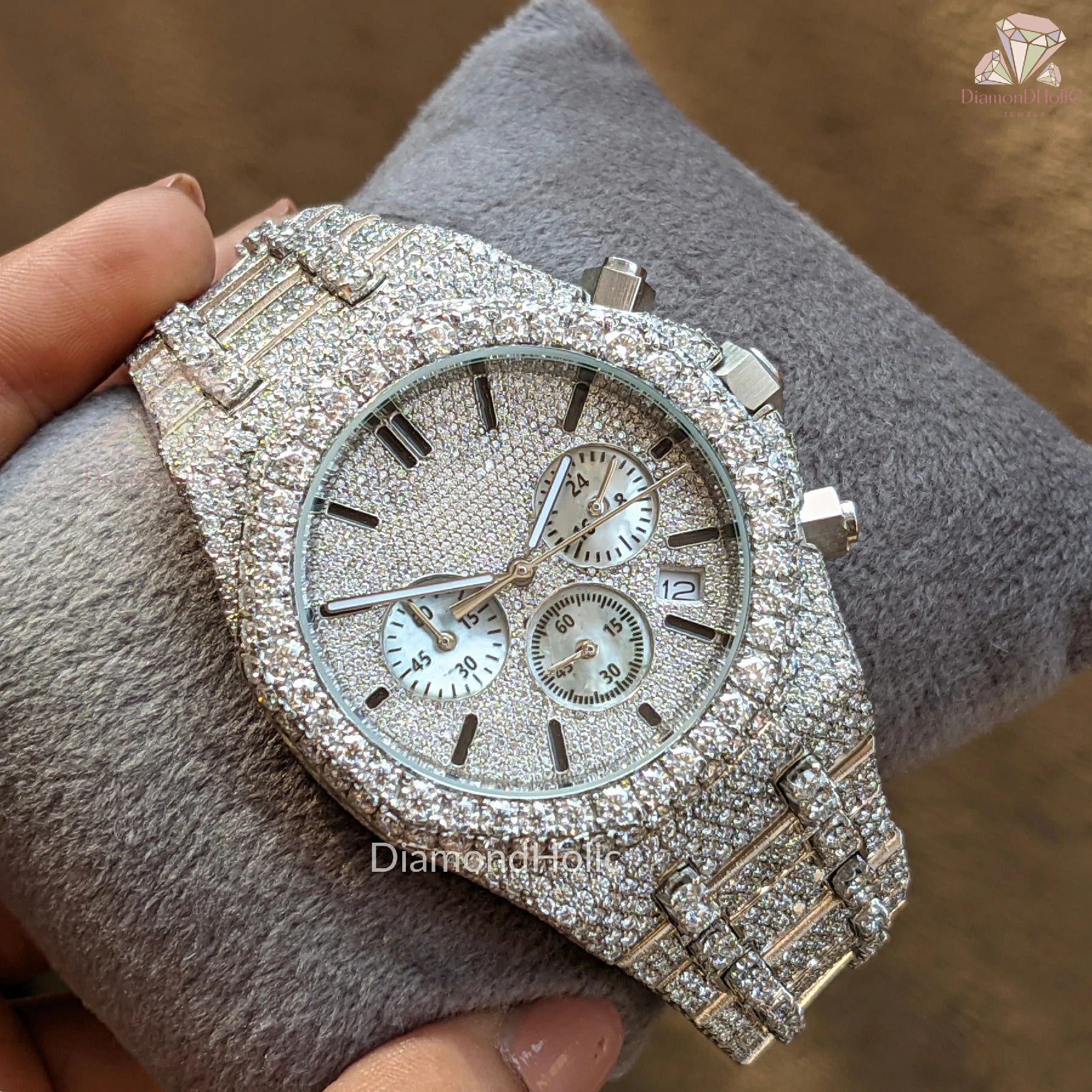 Iced Out Three Sub Dial Watch
