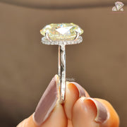 Canary Yellow Oval Cut Moissanite Ring - Solitaire Engagement Diamond Ring