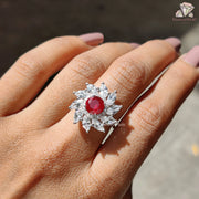 Elegant Round Cut Ruby Moissanite Ring 