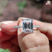 Emerald Cut Moissanite Wedding Ring
