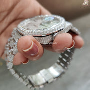 White Metal Moissanite Watch
