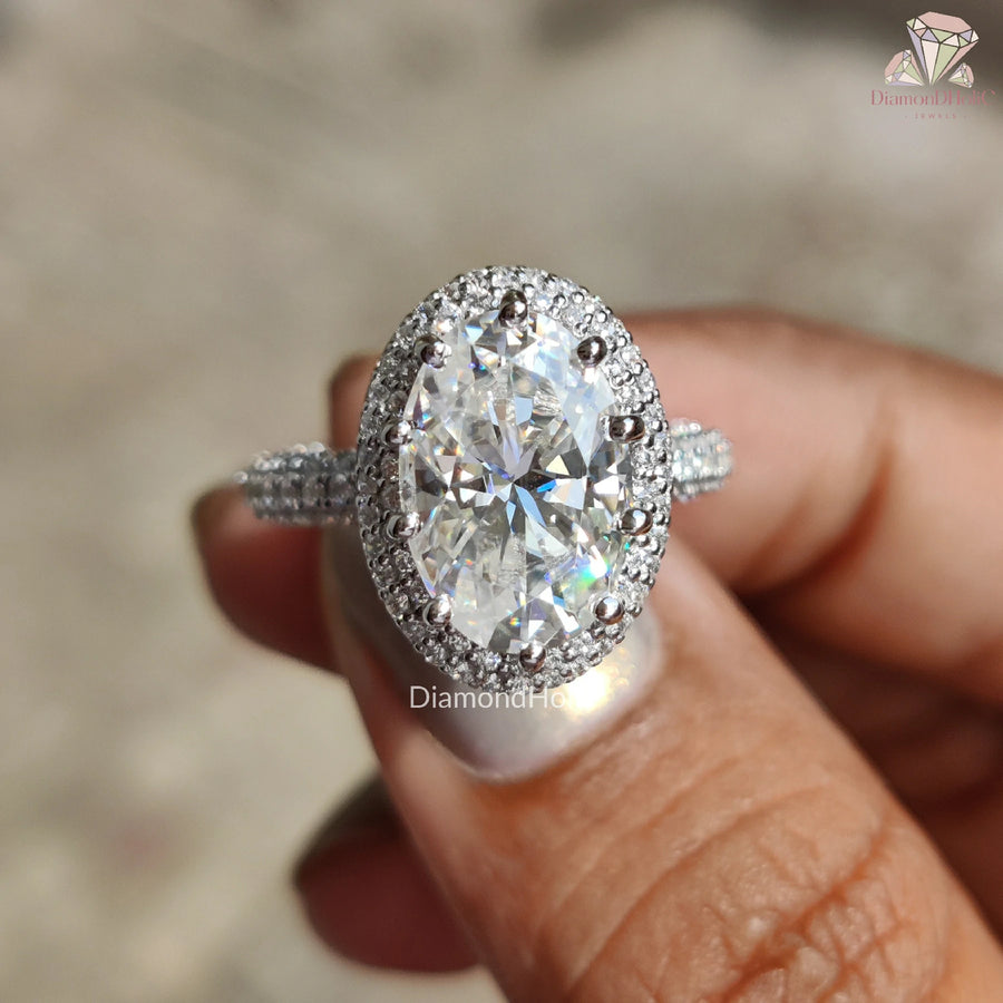 Pave Setting Moissanite Ring, Moissanite Diamond Alternative