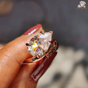 Solitaire Pear Cut Moissanite Ring - East West Unique Designer Ring