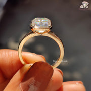 Solitaire Bezel Setting Emerald Cut Moissanite Engagement Ring