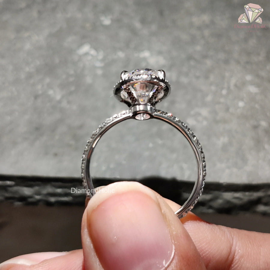 Moissanite Halo Engagement Ring
