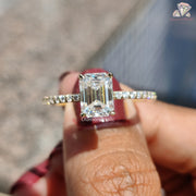 Luxury Moissanite Wedding Jewelry | Handmade Engagement Ring | Emerald Cut Wedding Band