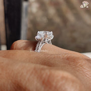 Three Stone Princess Cut Moissanite Cut, Vintage Style Filigree Setting Engagement Ring