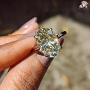 Canary Yellow Oval Cut Moissanite Ring - Solitaire Engagement Diamond Ring