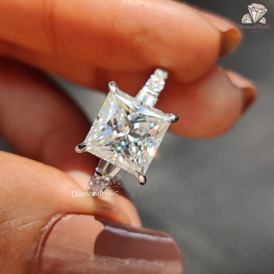 Princess Cut Moissanite Statement Ring