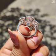 Three Stone Halo Ring