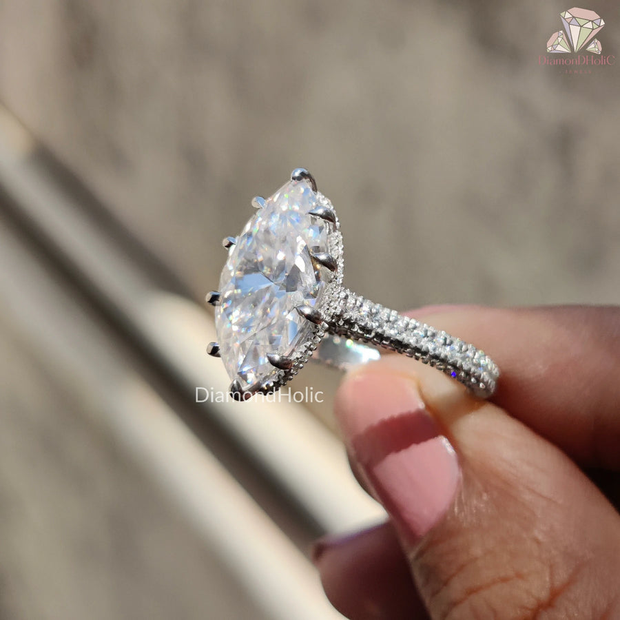 Marquise Moissanite Wedding Ring
