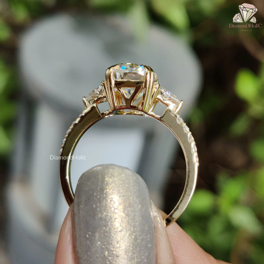 Stunning Triangle Accent Moissanite Ring