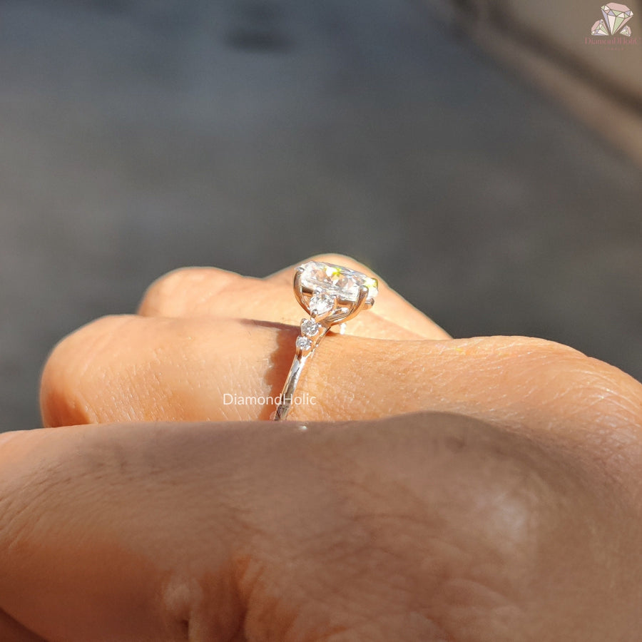 Moissanite Three Stone Engagement Ring