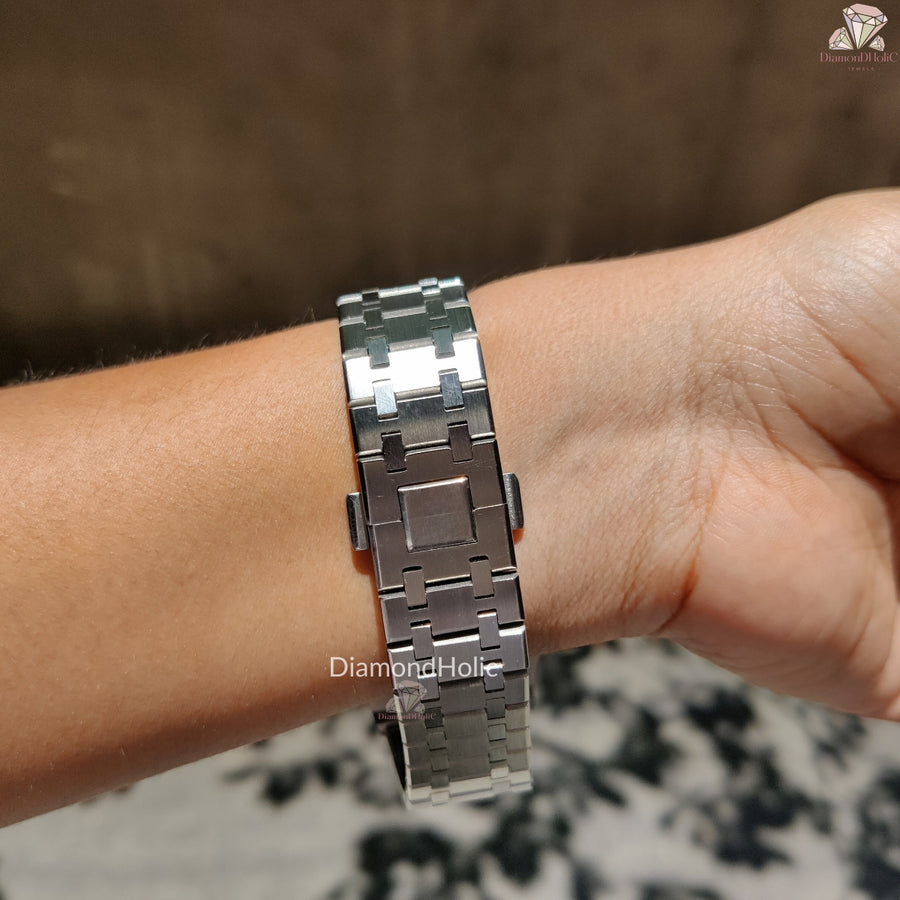 Moissanite Diamond Watch with Stainless Steel Belt – Elegant Lab-Grown Alternative