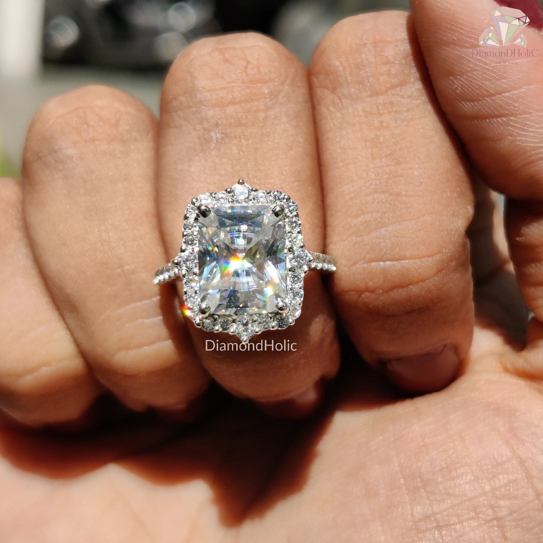 Unique Moissanite Halo Ring |
Radiant Cut Moissanite Birthday Gift |
Sparkling Engagement Ring for Her