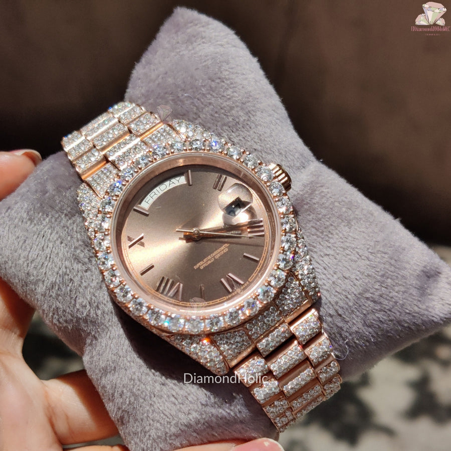 Modern Round Dial With Rose Gold Color - Stainless Steel Watch Wonderful Gift For Him