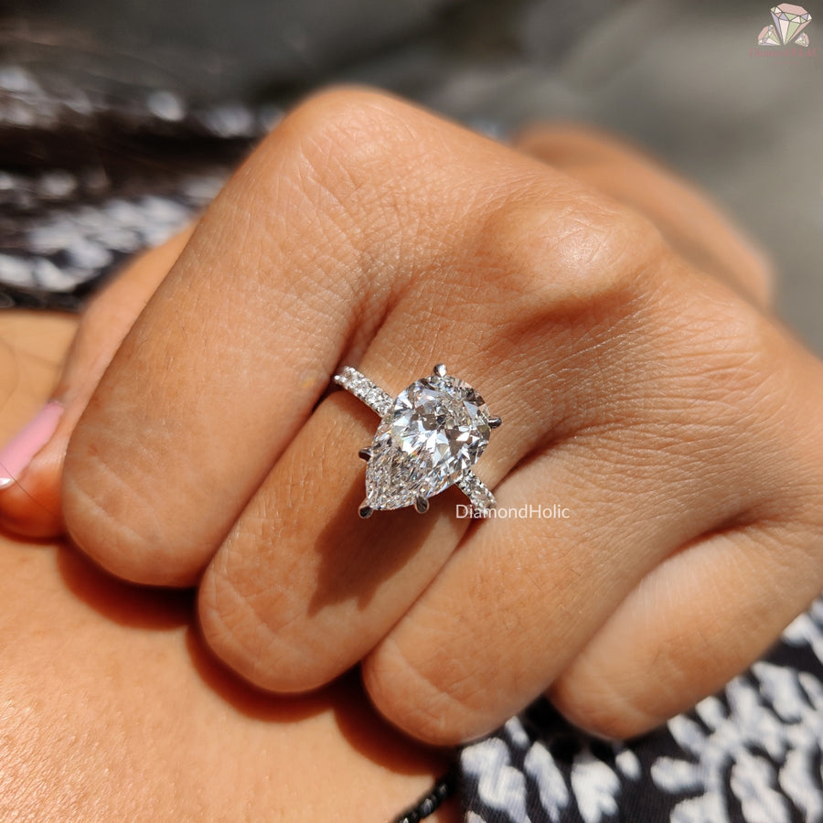 Pear Cut Lab Grown Diamond Ring