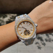 Premium Moissanite Watch for Men - Yellow and White Metal Design