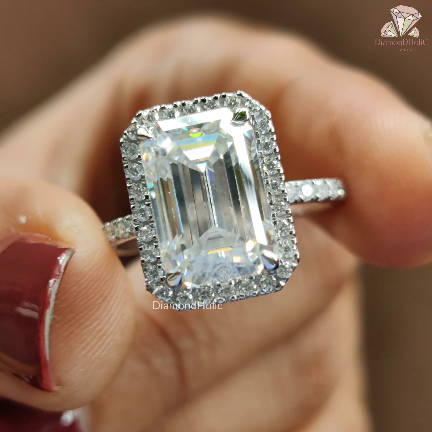 Emerald Cut Moissanite Ring
