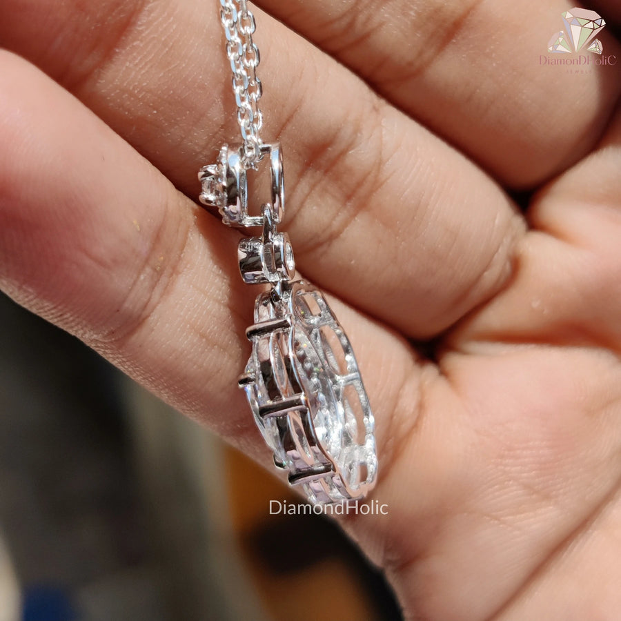 moissanite gift for her, engagement ring with chain