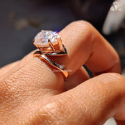 Solitaire Pear Cut Moissanite Ring - East West Unique Designer Ring