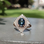 Unique Double Halo Moissanite Engagement Ring