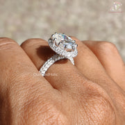  High-Quality Moissanite Ring, Timeless Halo Bridal Ring