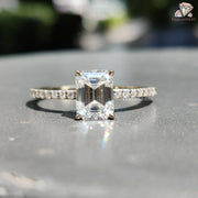 Stylish Emerald Cut Engagement Ring | Unique Handmade Wedding Ring | Classic Moissanite Solitaire Band