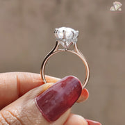 Solitaire Marquise Cut Moissanite With Hidden Halo Moissaniite Sparkling Ring For Her