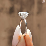 Lab Grown Hidden Halo Diamond Ring, Solitaire Oval Cut Lab Grown Diamond Ring