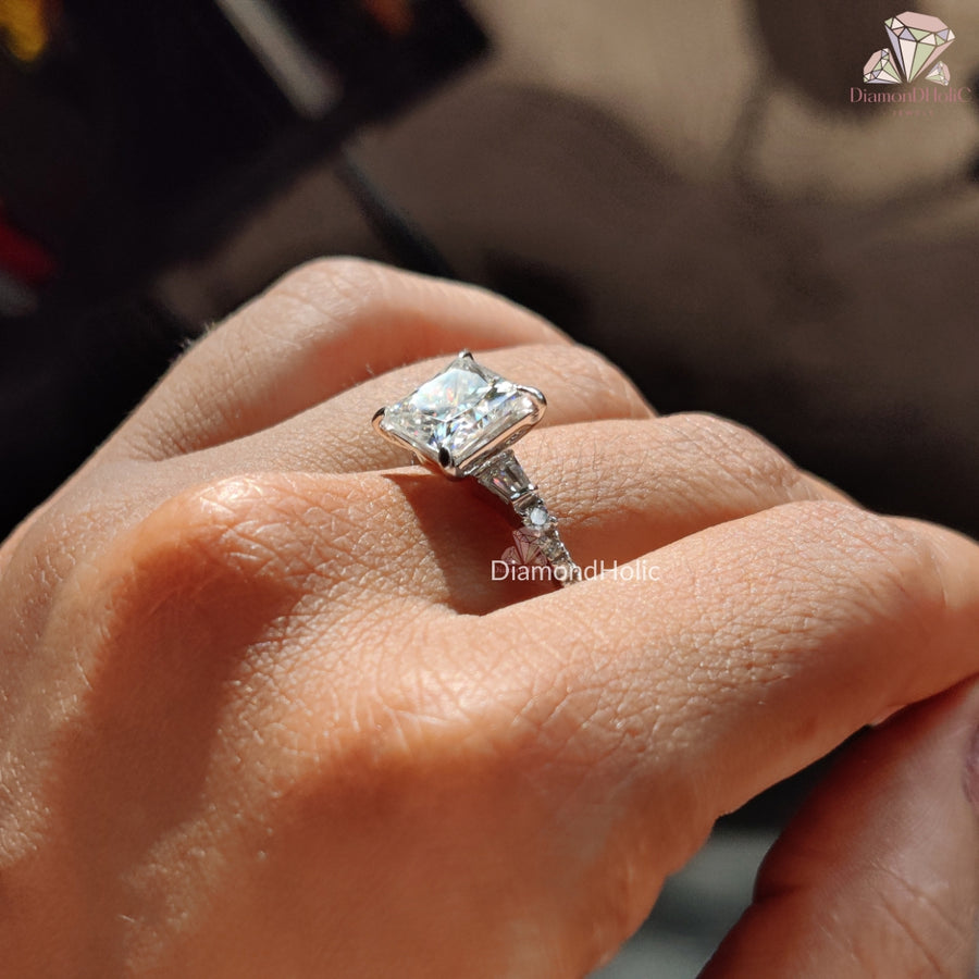 Dazzling Princess Cut Moissanite Ring