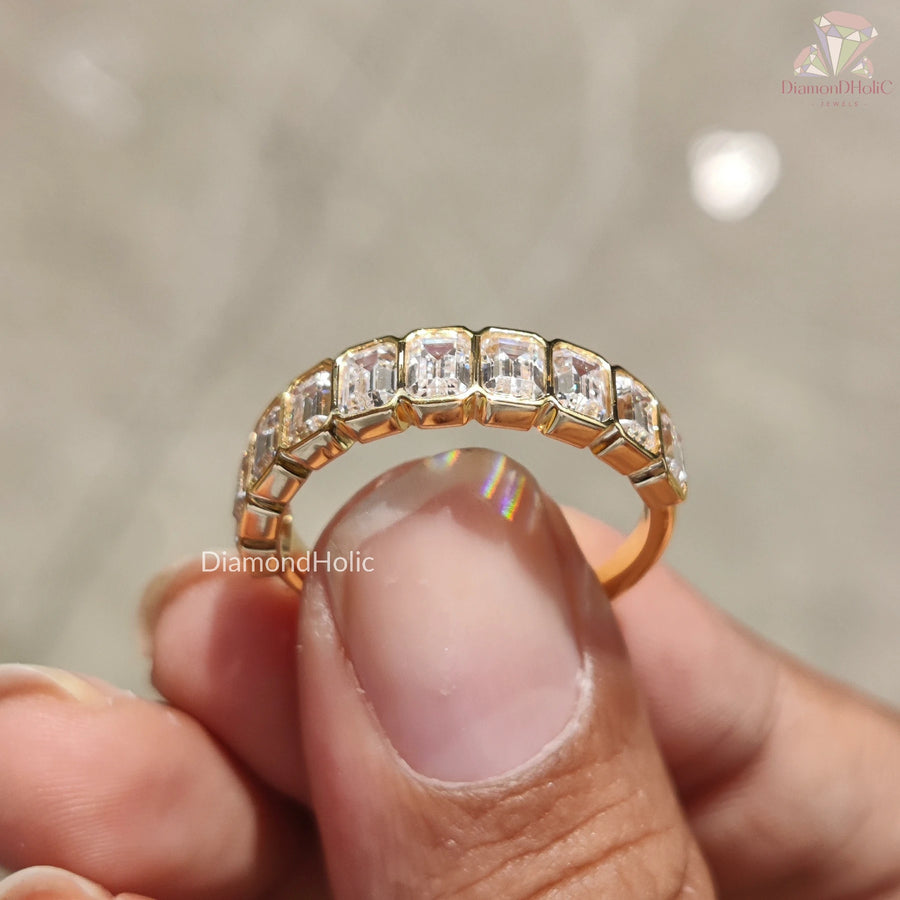  Emerald Cut Eternity Band, Luxury Wedding Jewelry