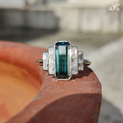 Elongated Emerald Cut Moissanite Ring, Emerald Color Moissanite Diamond Gift For Her