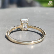 Dainty Moissanite Bridal Ring | Emerald Cut Diamond Alternative | Stylish Gold Moissanite Ring