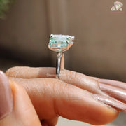 Toi Et Moi Green Radiant Cut and Pear Cut Brilliant Cut Moissanite Ring, Sparkling Two Solitaire Moissanite Stone Ring